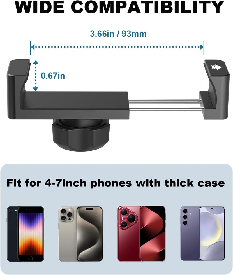 NATDETC Gooseneck Recumbent Exercise Bike Phone Mount, Handlebar Phone Holder Stand for Stroller, Wheelchair, Shopping Cart, Spin Bike, Cell Phone Pole Clamp for 4-7" Smartphone, Fits iPhone 16, Galaxy S24 - Image 5